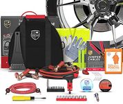 2-in-1 Emergency Roadside Car Assistance with Premium First Aid Kit (348-Piece): Jumper Cables (12-Foot), Automotive Safety Tools for Vehicle