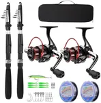 Fishing Pole, 6.9ft 2Pcs Collapsible Fishing Rods Set, Carbon Fiber Fishing Rod, 12 +1 Shielded Bearings Stainless Steel BB Spinning Reels Fishing Carrier Bag for Travel Saltwater Freshwater