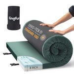 Kingfun 3 Inch CertiPUR-US Memory Foam Camping Mattress, Waterproof Roll up Sleeping Pad for Adults, Comfortable Thick Floor Sleeping Mats for Car Truck Tent with Removable Travel Bag,Green