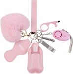 Safety Keychains for Women, Wristlet Strap Keychain Set with Personal Alarm,9 PCS Self Protection Keychain Accessories Kit