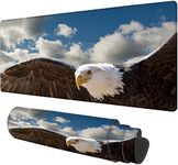 Hanazaoa Large Mouse Pad,Bald Eagle Flying in Sky Large XL Desk Mat Extended Waterproof Mouse Mat with Stitched Edges and Non-Slip Base for Office Gaming Home 31.5 X 11.8 Inch