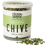 Super Garden Freeze Dried Chives | 100% Natural Herb for Cooking | Perfect for Soups, Sauces, Salads, and Garnishing | No Additives | Long-Lasting Freshness Freeze Dried Food | 14g