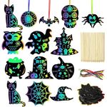 39PCS Scratch Paper Crafts Kit Pumpkins Magic Rainbow Scratch Art for Kids DIY Party Ornaments Halloween Party Favor Party Supplies