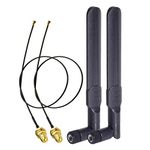 Bingfu Dual Band WiFi 2.4GHz 5-5.8GHz 8dBi RP-SMA Male Antenna & 25cm 9.8 inch U.FL IPX IPEX MHF4 to RP-SMA Female Extension Cable 2-Pack for M.2 NGFF Intel Wireless Network Card WiFi Adapter Laptop