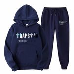 NSICBMNO Navy Two Piece Outfit Men Tracksuit Full Set Long Sleeve Hooded Sweatshirt Sweatpants Set Hoodie Joggers Sets Men's Casual Tracksuit Set 2 Piece Jogging Suits Sweatsuits Winter Lounge Wear