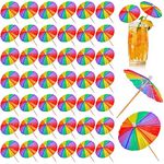 150 Pcs Rainbow Drink Umbrellas Cocktail Picks Rainbow Cupcake Toppers Rainbow Cocktail Umbrellas Sticks Rainbow Drink Umbrella Toothpicks for Party Hotel Restaurant Tiki Bar Hawaiian Party Labor Day