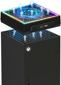 Raryars Cooling Fan for Xbox Series X with RGB and Upgraded 5 Inches Big Fan Low Noise Top Fan Adjustable Speed Cooler Fan System Extra 2 USB Port & Touch Switch