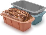 PENGQIMM 3 Pack Silicone Bread Loaf Pan Bread,Silicone Bread Pans for Baking,Non-Stick Silicone Bread Loaf Pan, Perfect for Bread, Cake,Meatloaf, BPA Free & Dishwasher Safe - 8.2” X 3.3” X 2.7”