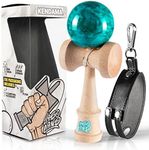 Asoland Kendama Traditional Wooden Toy - Japanese Bilboquet for Kids & Adults - Improves Reflexes and Dexterity - Complete Kit for Professionals & Beginners (Marble Blue)