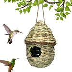 Bird Nest,Hummingbird House For Outside Hanging,Roosting Pouches For Birds,Grass Hanging Wren Finch Song Birds House For Nesting,Hand Woven Bird Nesting Boxes,for Garden Decoration,20.5x13.5 Cm