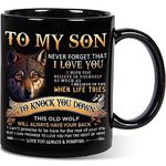 Aurahouse Gifts for Son Coffee Mug 11 Oz, to My Son Gifts Wolf Mug from Mom Dad, Son Birthday Gifts, Cool Valentine's Day Gifts for Son, Father's Day Gifts for Son Adult Christmas Cup(Black)