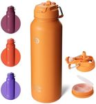 BOTTLE BOTTLE 40 oz sports water bottle stainless steel insulated water bottle with straw and pills holder (orange)