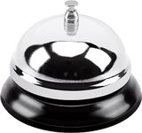 Desk Bell - Call Bell - Service Bell for Hotels, Schools, Restaurants, Reception Areas, Hospitals, Warehouses Silver | 3.38 Inch Diameter, Chrome Finish, All-Metal Construction