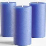 Set of 3 Blue Pillar Candles 7,5 x 15 cm Navy Unscented Dripless for Weddings Home Decoration Relaxation Spa Church