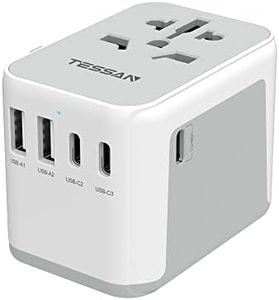 TESSAN Universal Travel Adapter, International Power Adapter 5.6A 28W 3 USB C 2 USB A Ports, Travel Worldwide Plug Adaptor, Outlet Wall Charger for Europe UK EU AUS (Type C/G/A/I)