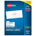 Avery 5360 Self-Adhesive Address Labels for Copiers 1-1/2 x 2-13/16 White 2100/Box