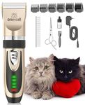 oneisall Cat Clippers for Matted Fur, Cordless Low Noise Cat Grooming Clippers for Long Hair, 2-Speed Cat Hair Trimmer Pet Clippers for Cats Animals (Gold)