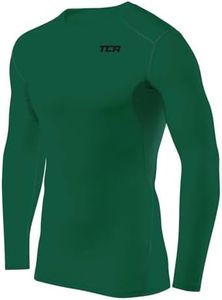 TCA Men's HyperFusion Compression Base Layer Top Long Sleeve Under Shirt - Crew Neck - Cadmium Green, S