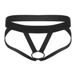 iEFiEL Men's Lingerie Enhancing Strap Underwear O Ring Jockstrap Bikini G-String Thong Black M