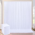 VK Vistook 20x10FT Wrinkle Wrinkle Free Decoration Backdrop White Curtain Drapes Backdrop Panels Background for Photography Wedding Parties Birthday Anniversary Function 5x10 (4 Panels)