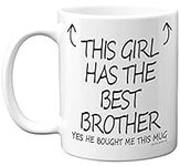 Stuff4 This Girl Has The Best Brother Mug - Sister Birthday Present from Brother, Sister Gifts 11oz Ceramic Dishwasher Safe Coffee Mugs - Birthday, Christmas Day, Secret Santa, Cup - Made in UK