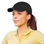 GADIEMKENSD Cooling Running Hats for Women Reflective Trim Baseball Cap Stretch Dri Fit Hat Performance Mesh Caps Ponytail Gorras para Mujer for Golf Hiking Workout Gym Summer Sun Beach Black Hat