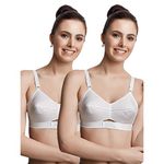 Libertina - Duchess White Colour Non Padded Comfortable, Skin Friendly Regular Women Cotton Bra with Cotton Strap - Pack of 2