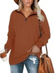 PLMOKEN Plus Size Sweatshirts for Women Casual Long Sleeve Half Zip Pullover Shirts Tunic Tops for Leggings (Caramel,M)