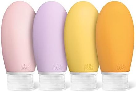 Opret Botes Viaje Rellenables 100ml 4 Piezas, Botellas de Viaje Silicona para Gel y Champu, Botes Viaje a Prueba de Fugas para Gel, Champús, Lociones y Artículos de Tocador, FDA Certificado Sin BPA