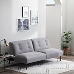 Edenbrook Gilman Futon - Futon Sofa Bed - Futon Couch - Small Futon - Living Room Furniture - Armless Sofa Bed Couch - Sofa - Gray Linen Futon