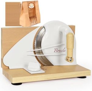 Brvclon Manual Bread Slicer for Homemade Sourdough,Adjustable Thickness,Hand Crank Bread Slicer with Stainless Steel Blade, Aluminum Alloy Frame & Solid Wood Base,Comes with 10 Bread Bags