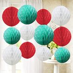 Time to Sparkle 12 Pack Tissue Paper Honeycomb Balls, Poms Birthday Baby Shower Wedding Decorations (Christmas)