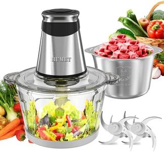 Electric food processor vegetable chopper 500W 2x8cup bowls 2 bi-layer 4 blades Small Food chopper Electric Meat grinder for home use,Mincing, and Puree for kitchen aid, baby foot, pet food by BUMET