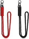 Lusofie 2Pcs Keychain Lanyard Heavy Duty Paracord Lanyard Neck Braided Wrist Lanyard Paracord Neck Lanyard for Keys ID Badges, Black, Red, One size