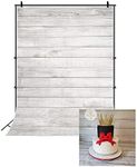 LFEEY 3x5ft Wood Backdrops for Photography White Wooden Board Vintage White Wood Floor Backdrops Baby Shower Birthday Cake Table Photography Backgrounds Newborn Photos Kids Adult Portrait Studio Props