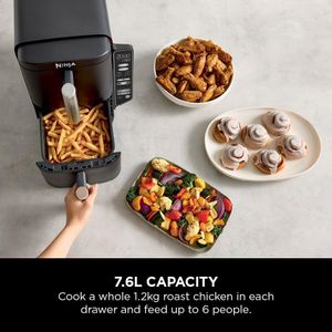 Ninja Double Stack Air Fryer 7.6L – Black, Dual Basket