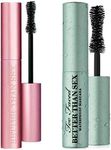 Too Faced Better Than Sex Mascara Duo Regular Full Size and Travel Sized Waterproof Set Sexy Lashes Rain or Shine