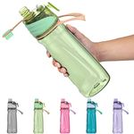 Healter 650ml Misting Water Bottle with Spray Mist for Outdoor Hydartion Cycling Climbing Hiking Mountaineering Gym, Green