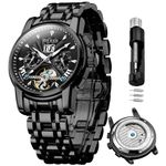 OLEVS Automatic Skeleton Watches for Men Luxury Hollow Flywheel Design Mens Wrist Watch Business Casual Calendar Chronograph Male Watches Waterproof Luminous