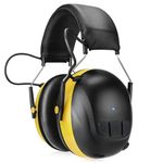 Bluetooth 5.4 Hearing Protection with 120H Working Time, 1200mAh Rechargeable Battery Ear Protection Headphones, 30dB Bluetooth Earmuffs for Lawn Mowing, Workshops, Construction, Snowblowing, Yellow