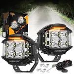 Auxbeam V-MAX Series 4in 92W Round LED Pods Wide Angle LED Kit, Side Shooter LED Offroad Driving Light with DRL, 270° Combo Beam Pattern Universal Auxiliary Light for Truck ATV Wrangler Ford Pickup