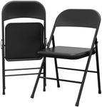 GAOMON Folding Chairs Set of 2 Black Metal Chairs and Hold Up to 350 Pounds Foldable Chairs for Outdoor and Indoor, Lightweight Folding Chair