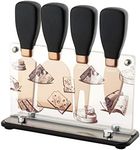 Hecef Cheese Knife & Acrylic Stand Set of 5 - Stainless Steel Cheese Slicer with PP Handle & Acrylic Stand