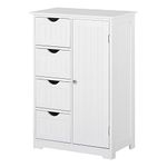 kleankin Bathroom Cabinet, Floor Storage Cabinet with Adjustable Shelf and 4 Drawers, Side Cabinet for Washroom, Entryway, White