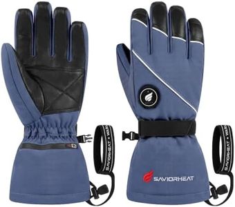 SAVIOR HEAT Heated Gloves for Men Women, Rechargeable Electric Heated Leather Skiing and Snowboarding Gloves(M)
