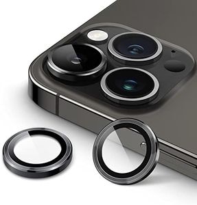 JETech Camera Lens Protector for iPhone 14 Pro 6.1-Inch and iPhone 14 Pro Max 6.7-Inch, 9H Tempered Glass Metal Individual Ring Cover, HD Clear, 1 Set (Space Black)