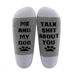 LEVLO Funny Dog Mom Gift for Dog Lover Me and My Dog Talk Shit About You Socks Funny Dog Saying Gift for Dog Mama (1 pair/set-mid calf-1)