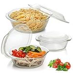 Moss & Stone Basics 3-Piece Glass Casserole With Covered, Borosilicate Glass Durable Bakeware Set, Glass Bowls Bakeware Dish Oven Safe & Microwave Safe, Clear Glass Baking Dish, 3 Round Casserole Dish With Lid