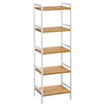 SONGMICS 5-Tier Bamboo Storage Rack for Bathroom, Kitchen, Bedroom, 31.5 x 45 x 142 cm, Natural and White BCB75WN