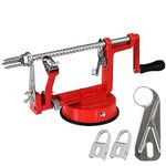 Apple Peeler, Stainless Steel Apple Corer Slicer Peeler, Durable Heavy Duty Die Cast Magnesium Alloy Apple Peeler Slicer Corer with Suction Base(Red)